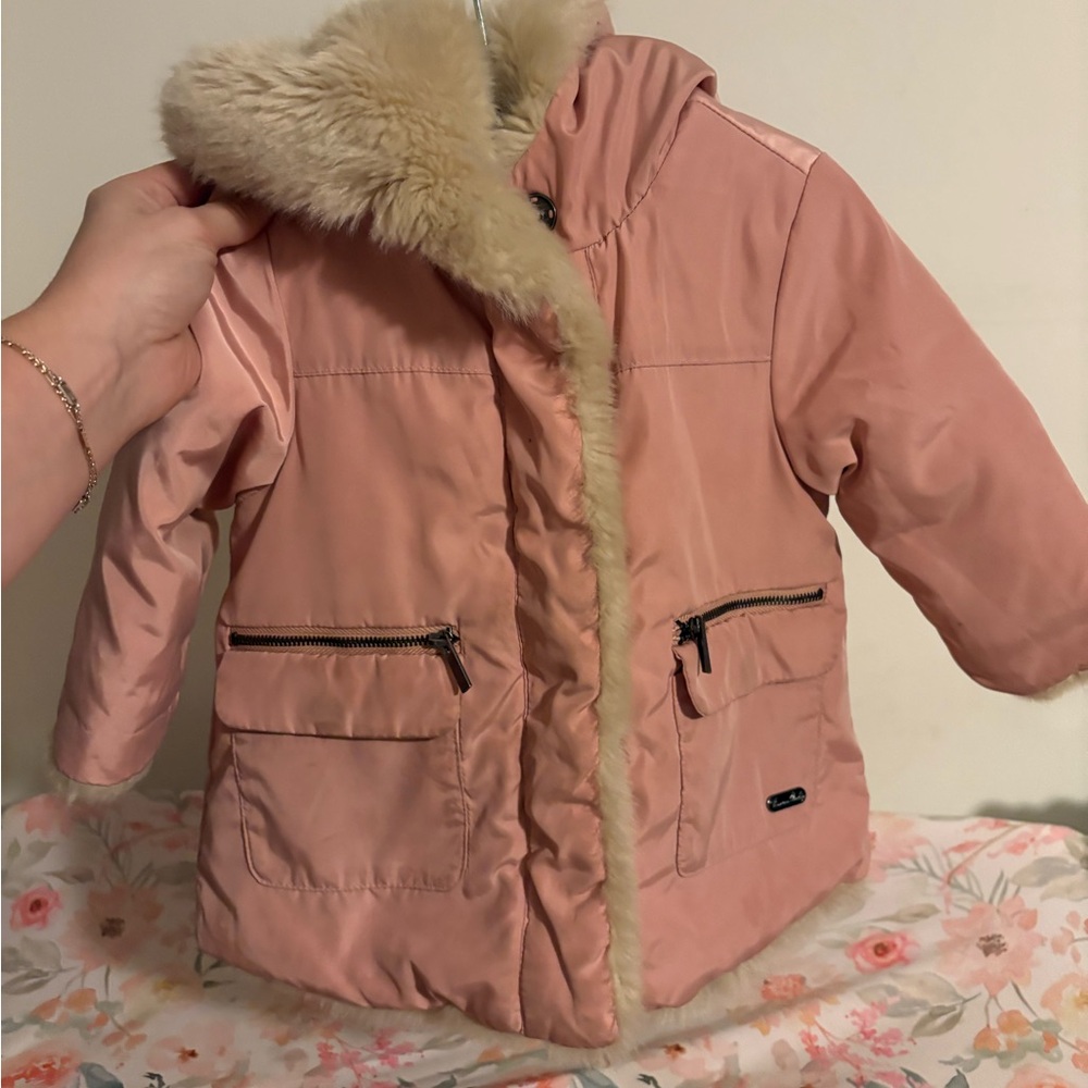 H&M Pink Puffer Jacket with Faux Fur